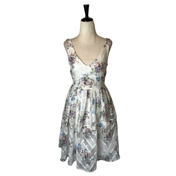 Maeve Anthropologie Dress Women 2‎ White Floral Peony Garden Mini Cottagecore - Picture 4 of 14